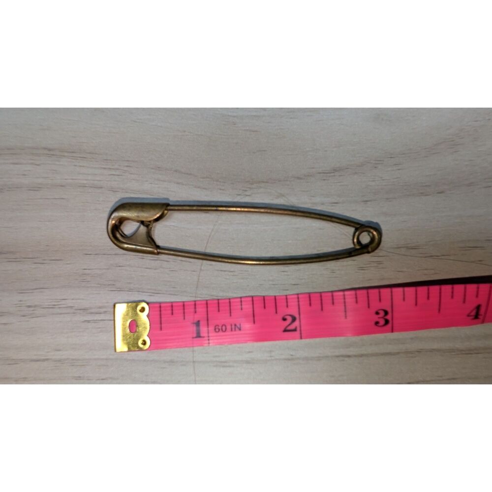 Vintage Large Brass Tone Kilt Pin Shawl Pin Blanket Sweater Safety Pin Brooch
